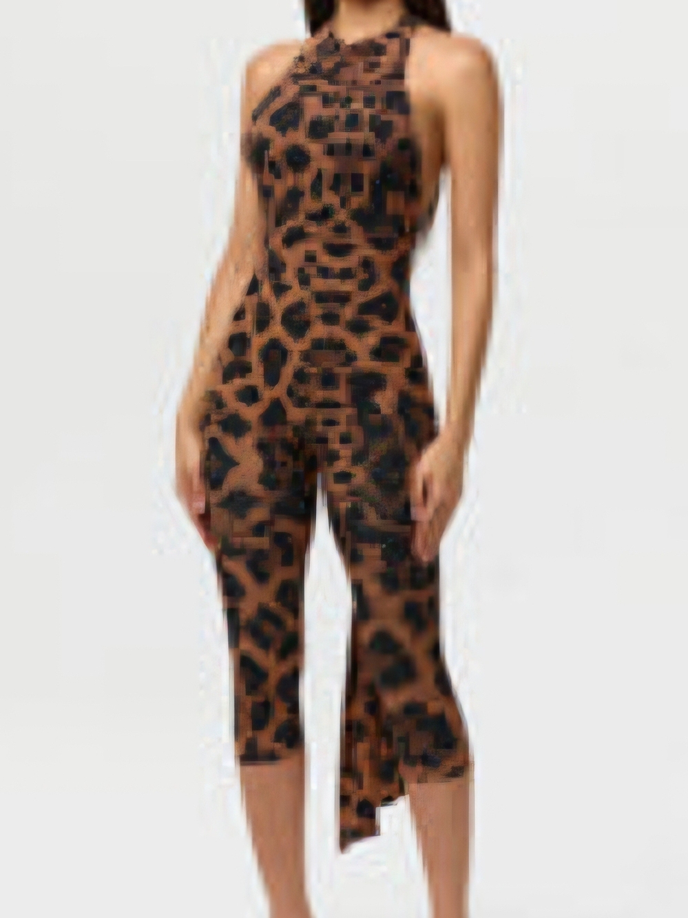 Naked Print Halter Capri Jumpsuit